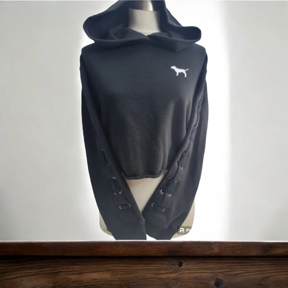 Pink Victorias Secret size Small Cropped hoodie/sweatshirt. Long sleeved. - Picture 5 of 13